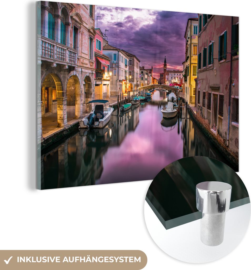 MuchoWow Glasbilder - Bilder auf Wandbild - Foto auf Glas Italien - Wasser - Venedig 120x80 cm Wanddekoration aus Glas - Acrylglasbild - Acrylbilde...