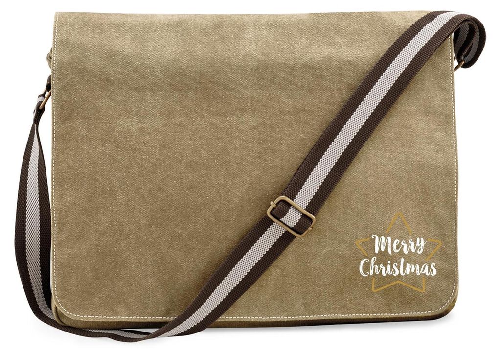 Huuraa Umhängetasche Weihnachtsstern Merry Christmas 14 Liter Sahara Canvas Laptoptasche Geschenkidee