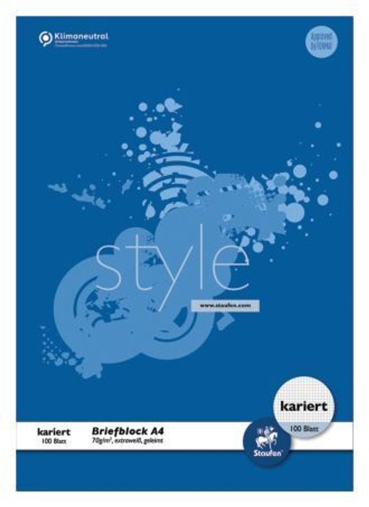 Staufen style 040460022 Briefblock - A4, 100 Blatt, 70 g/qm, 5 mm kariert, 4-fach Lochung
