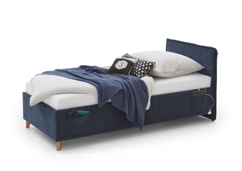 Einzelbett Ollie | 90 x 200 cm | Design Blau