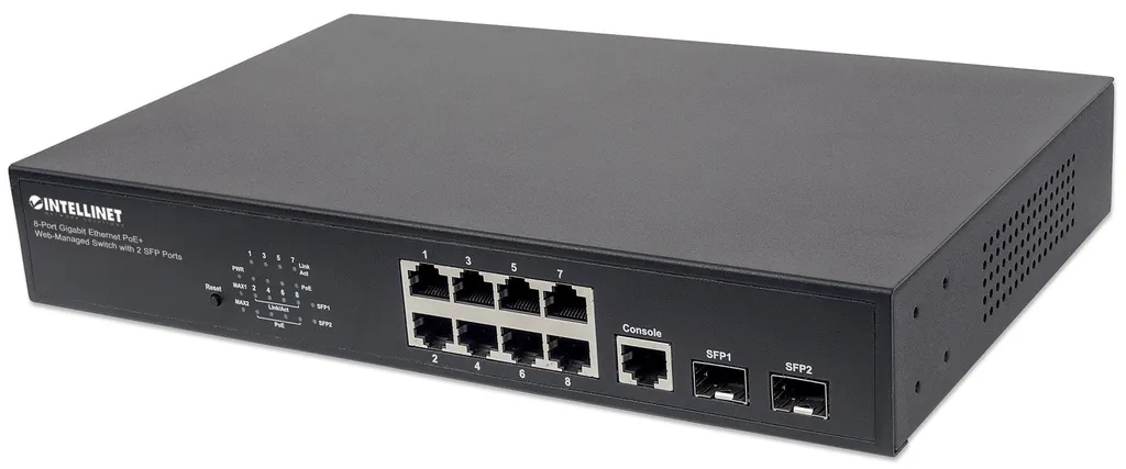 Switch Gigabit pour caméras IP et bornes Wi-Fi INTELLINET PoE+