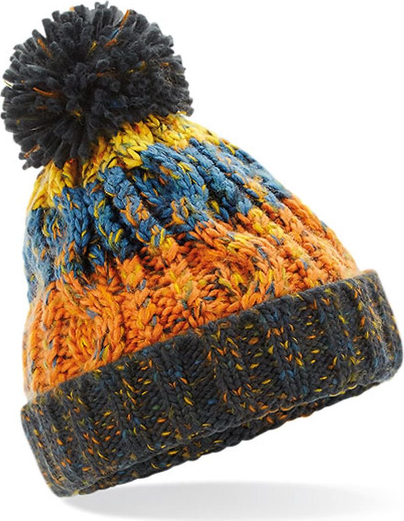 Beechfield B486b | Kinder Junior Corkscrew Pom Pom Beanie - Farbe: Retro Blues - Größe: One Size