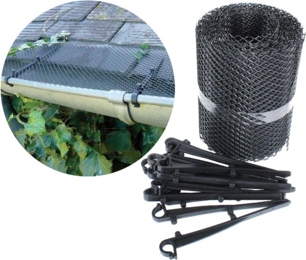 Garden Pleasure 504392 Dachrinnenschutz 'Dachrinnenschutz' für RG 80, RG100, RG125, Rinnenwulst bis 18 mm, 16 Clips