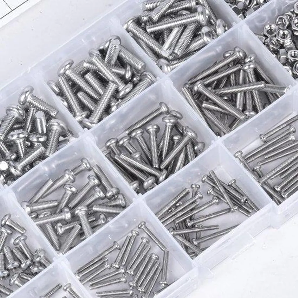 Kit vis pour menuiserie fine acier M2 M3 M4 tailles mixtes 8-20 mm