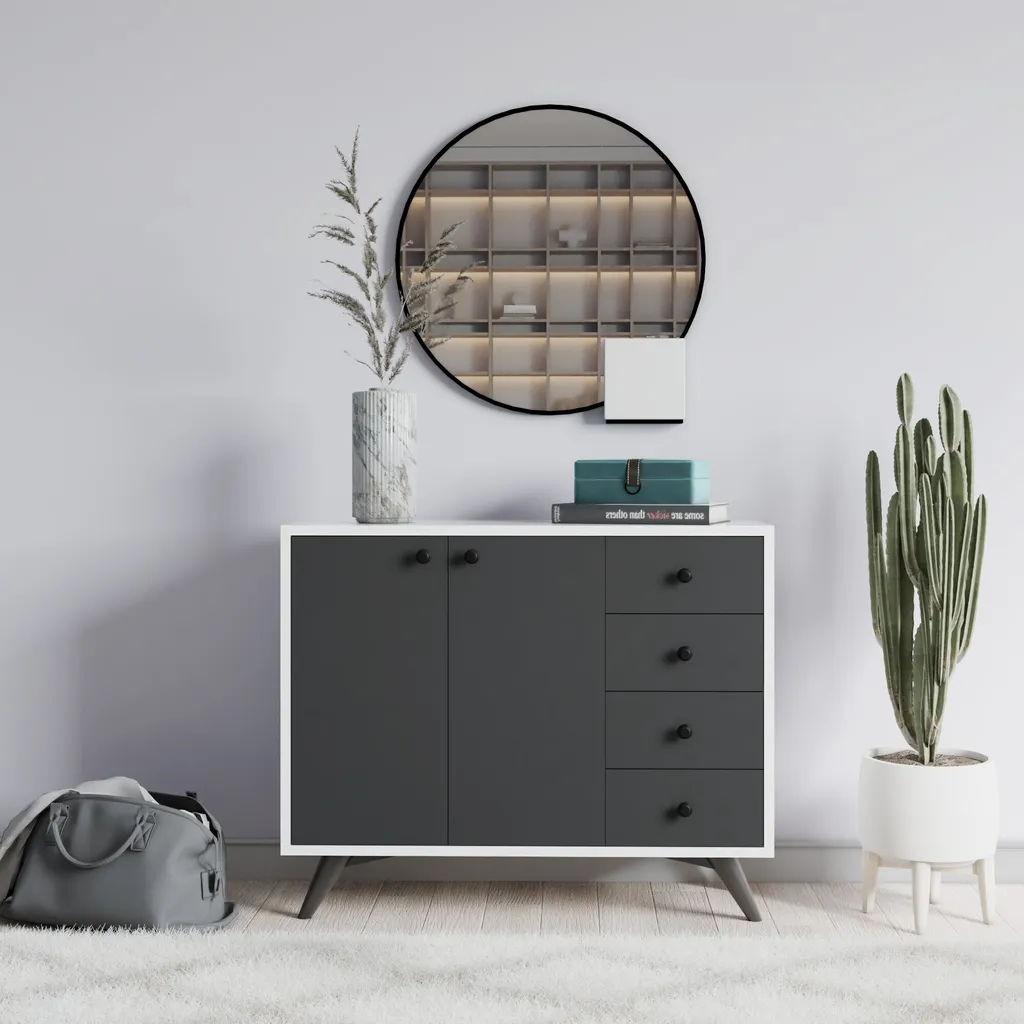 Armoire multifonctionnelle pour entrée et bureau Waga blanc 100 cm