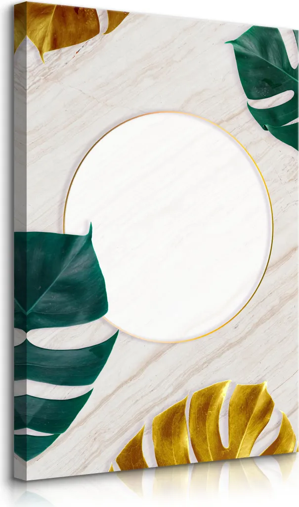 Decorazione Parete Soggiorno Foglie Tropicali e Marmo Muralo 80x120