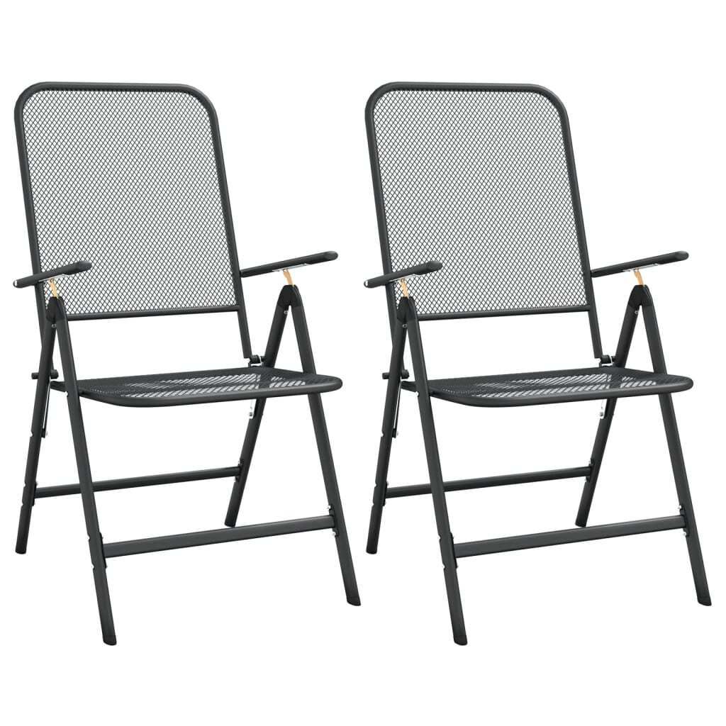 vidaXL Klappbare Gartenstühle 2 Stk. Streckgitter Anthrazit Produktbild 