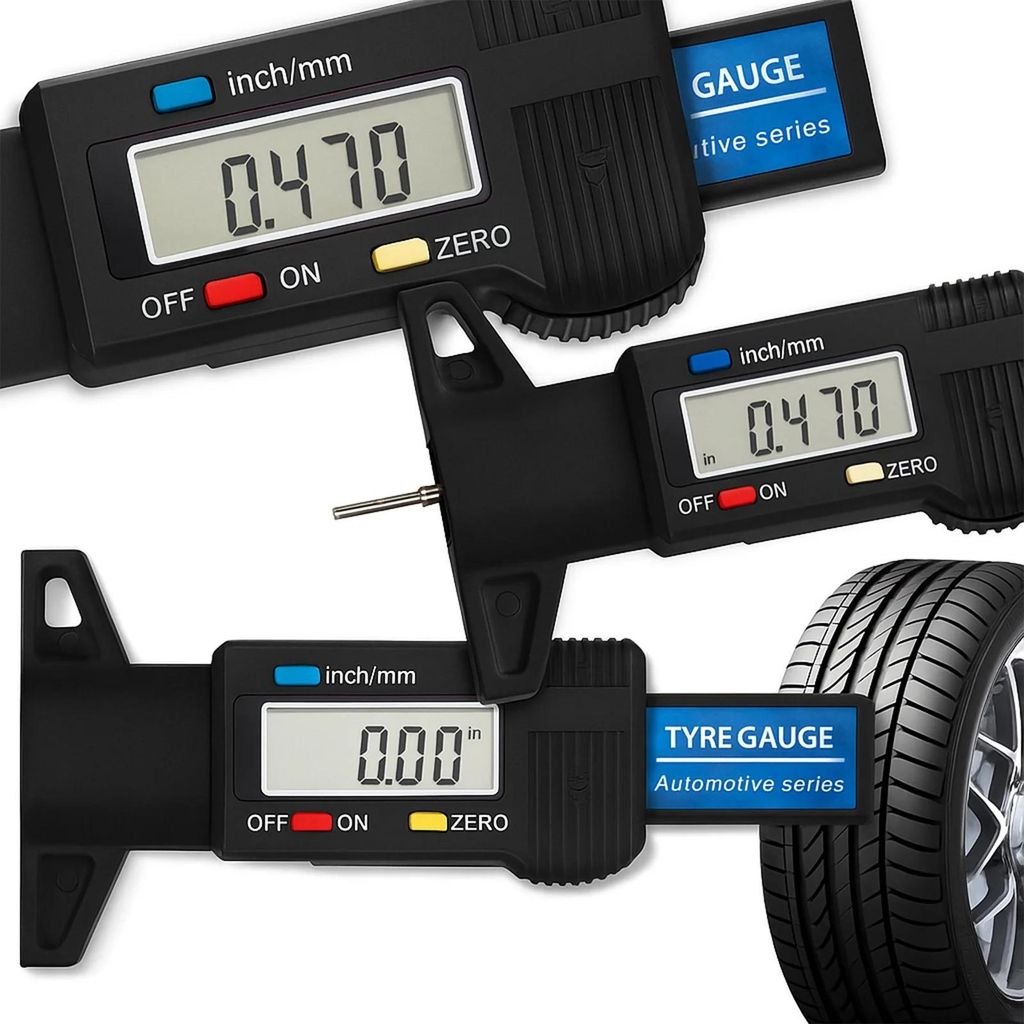 Digitaler Reifenprofil-Tiefenmesser, LCD-Display, 0-25,4 mm, 0,01 mm Genauigkeit, mm-inch Umschaltung, kompakt