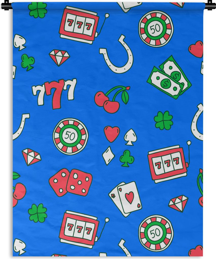 MuchoWow Wandteppich Wandbehang Kassetten - Casino - Spielautomat - Poker 90x120 cm Tapisserie Dekoration Wandtuch - Wanddeko