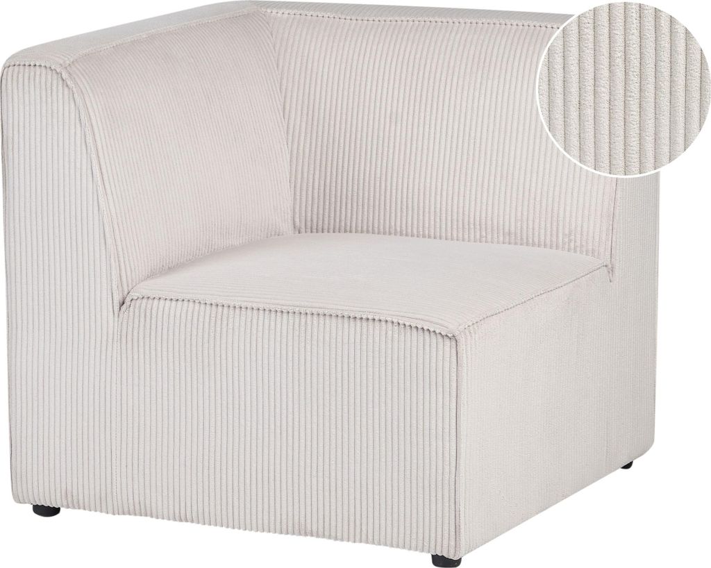 BELIANI Modul Ecksessel Links Beige Polsterbezug aus Cord Quadratisch 1-Sitzer Modernes Retro Design Arbeits- und Wohnzimmer Salon Flur Diele Möbel