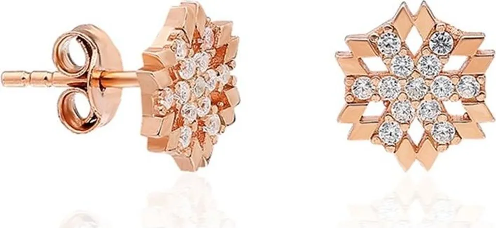 Bijoux d'hiver : Boucles d'oreilles flocons en argent 925 brillant