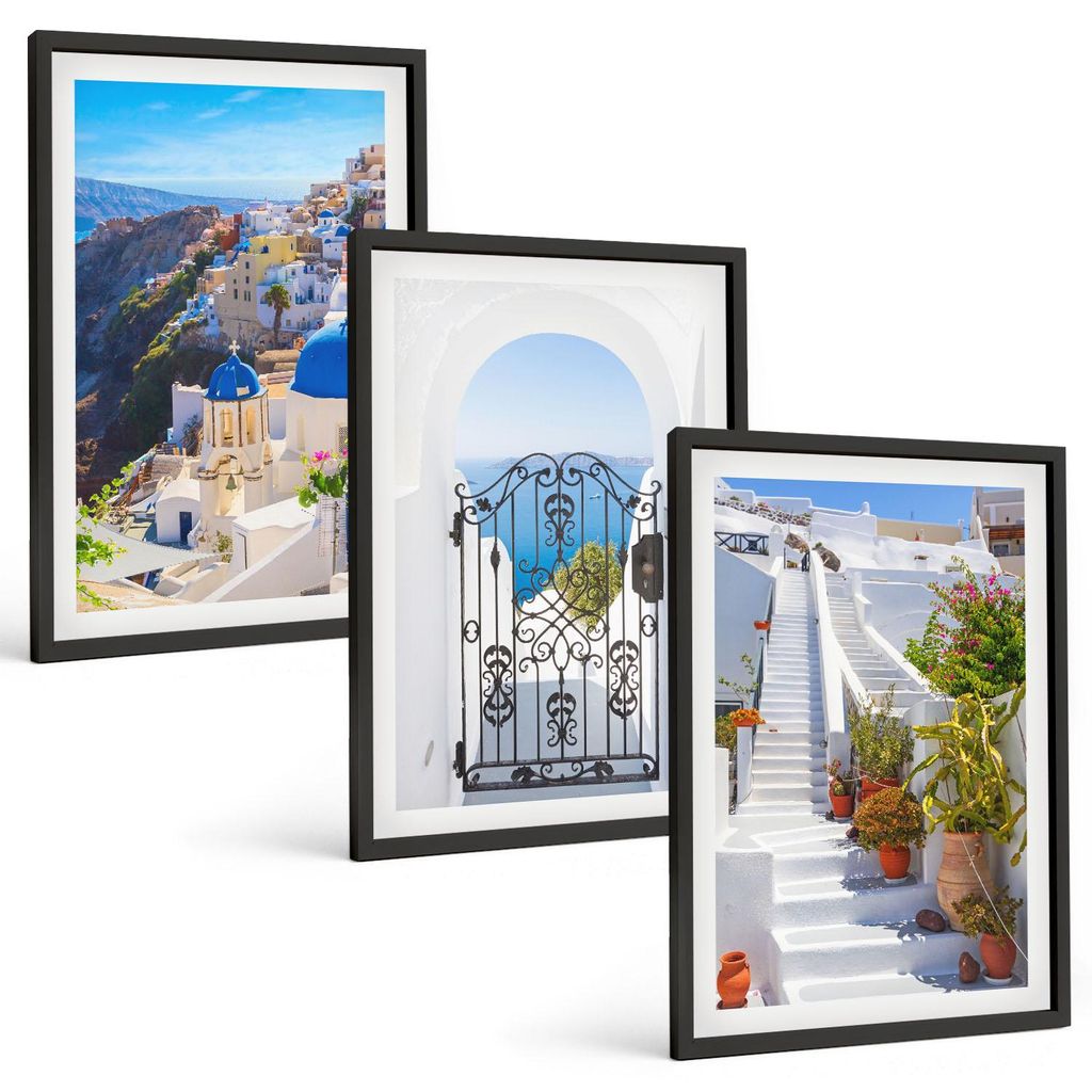 Bilder Set 3-teilig im schwarzen Rahmen – Wandbilder 3 Stück – gerahmte Poster für Wohnzimmer, Schlafzimmer und Flur – 40x60 cm – Archite...