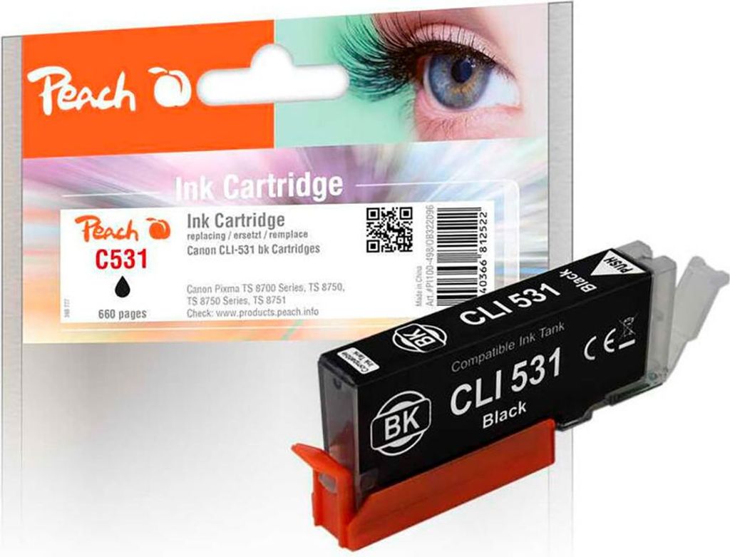 Peach Patrone Canon CLI-531, 6118B001 photo black kompatibel