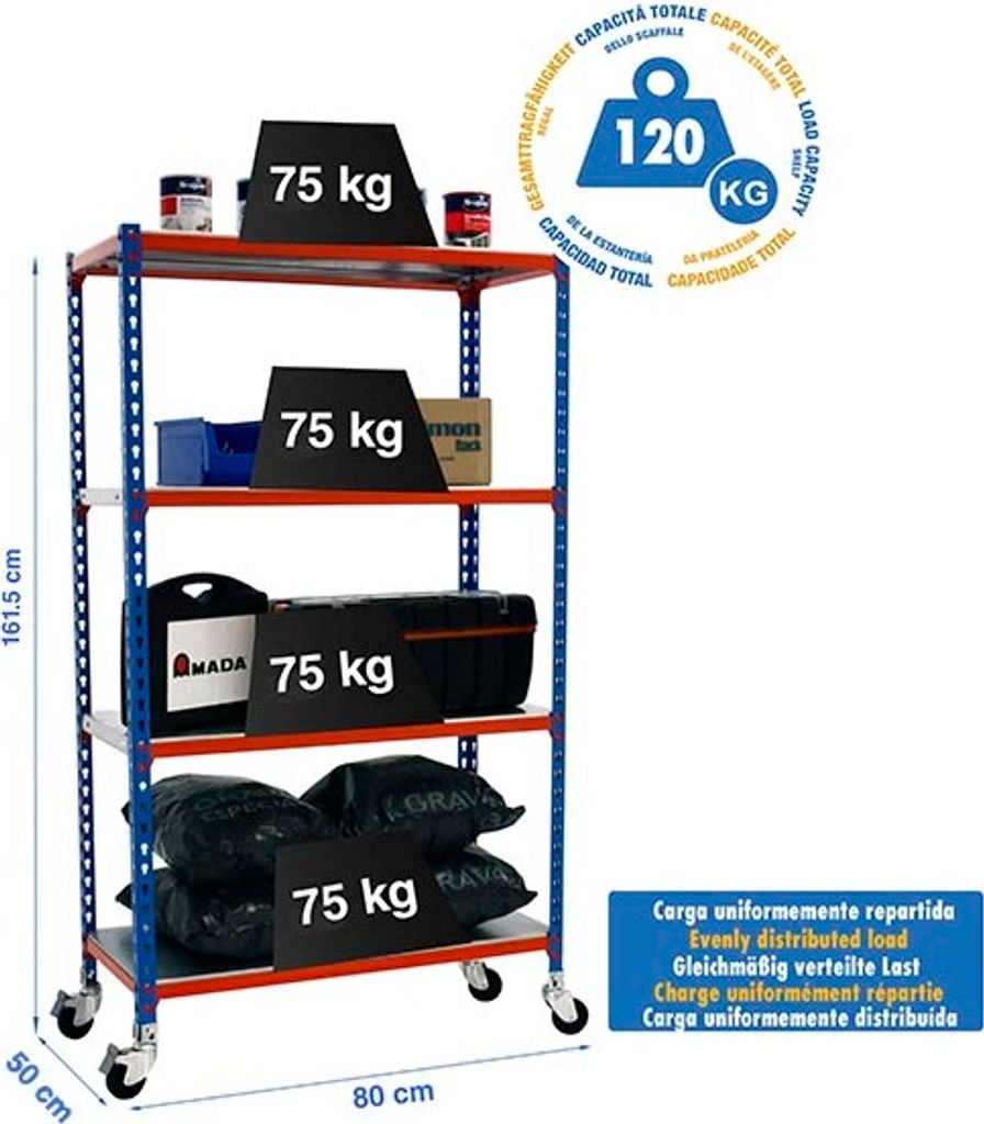 SIMONCLICK MOBILE MINI 4/500 1500 BLAU/NAR/GAL Metallregal