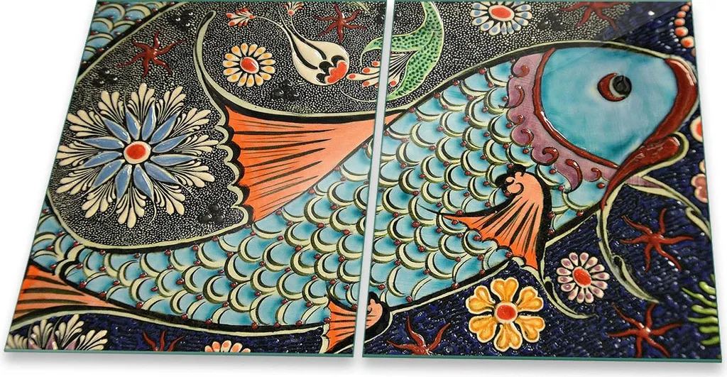 Copri Piano Cottura Vetroceramica 2x 40x52 Astratto Paraschizzi