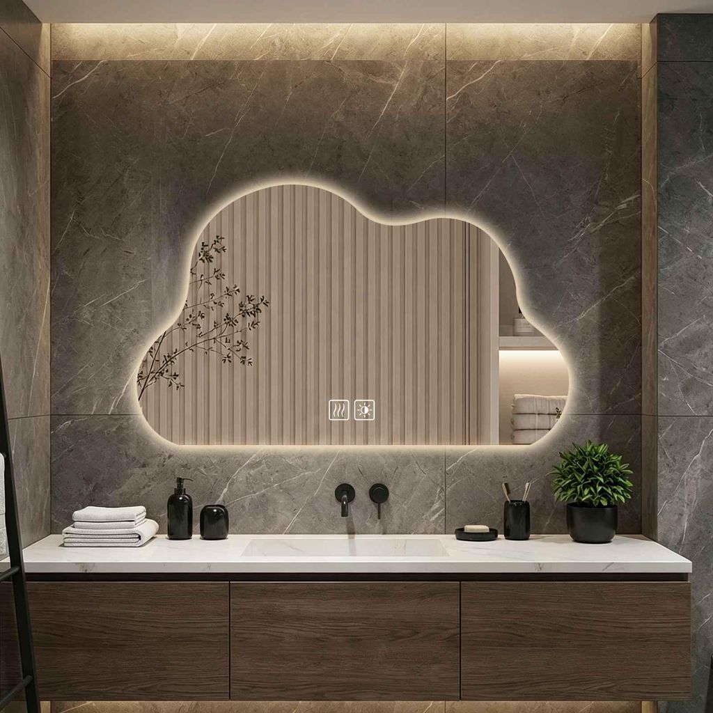 AIORBER LED Badspiegel Wolkenform mit Beleuchtung Produktbild 