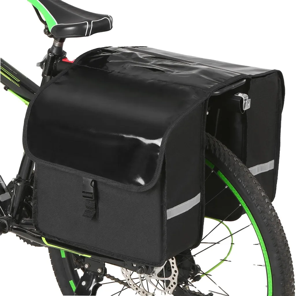 Sacoche de porte-vélo arrière 25L imperméable noir pour cyclisme vélotaf