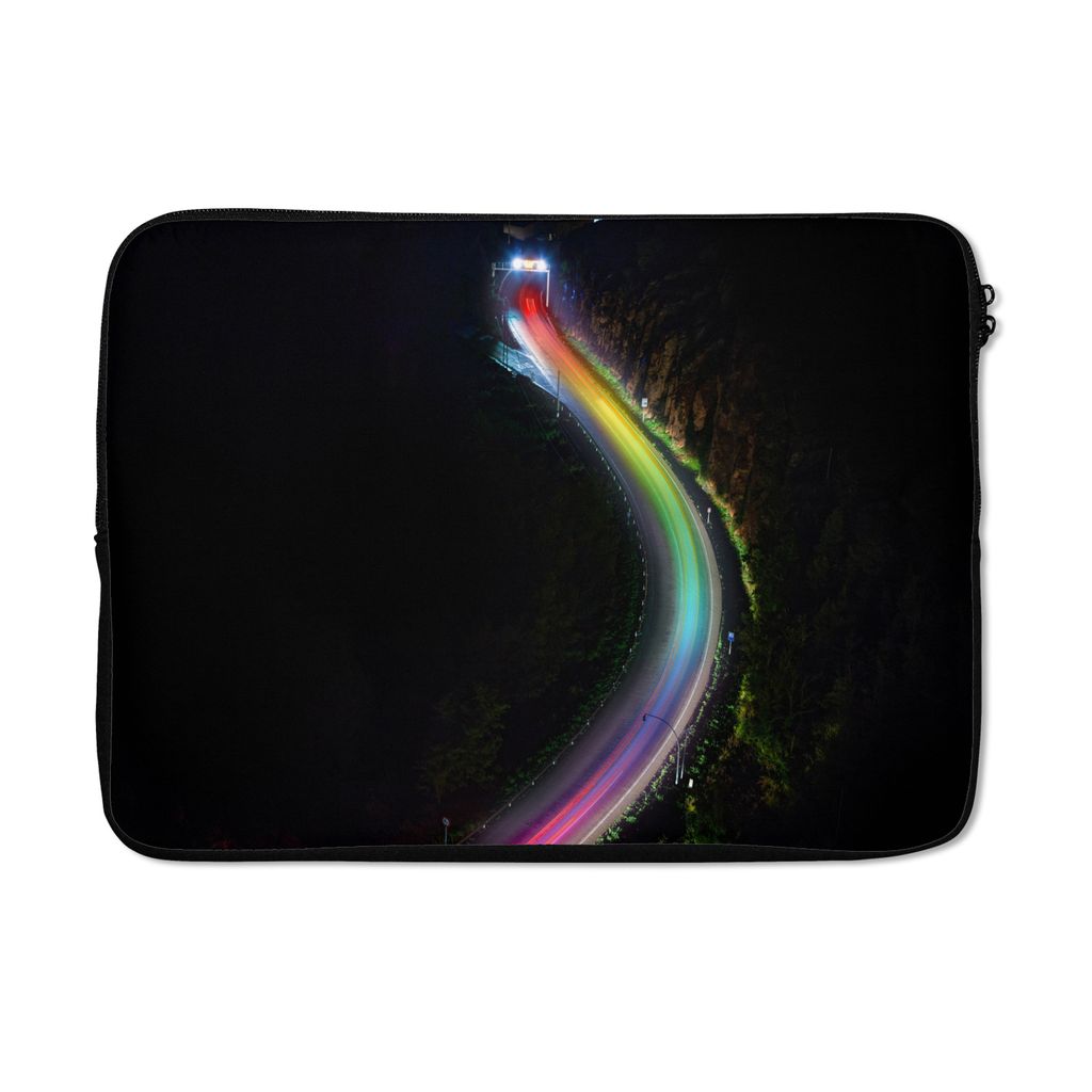 MuchoWow Laptop Hülle 14 ZollRegenbogenlicht auf der Straße Laptoptasche - Laptoptasche - Stoßsicher - Schutzhaube
