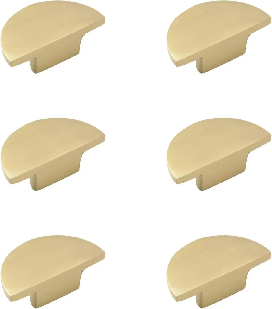 Demi Maan Design Boutons de Porte en Laiton Massif Doré - Lot de 6 Pièces
