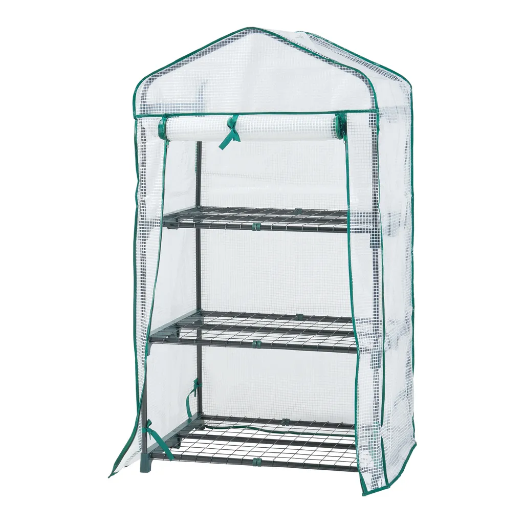 Serre blanche Chaam 125cm avec 3 étagères - Structure métal résistante