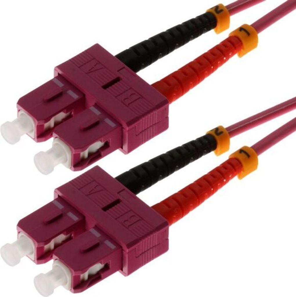 helos LWL Patchkabel OM4 Duplex 3,0mm SC-SC 50/125μm erikaviolett 5m LSZH