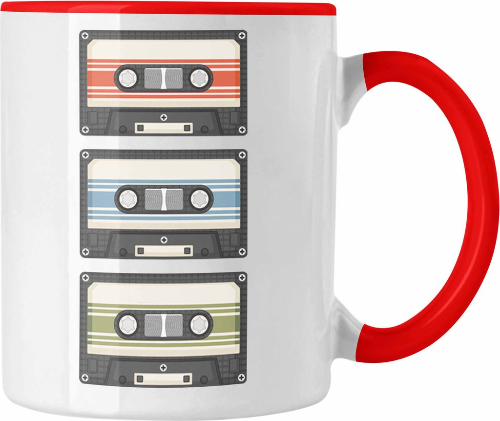 Trendation - Retro Vintage Tasse Geschenk Kassette Nostalgie Geschenkidee Kaffee-Becher (Rot)