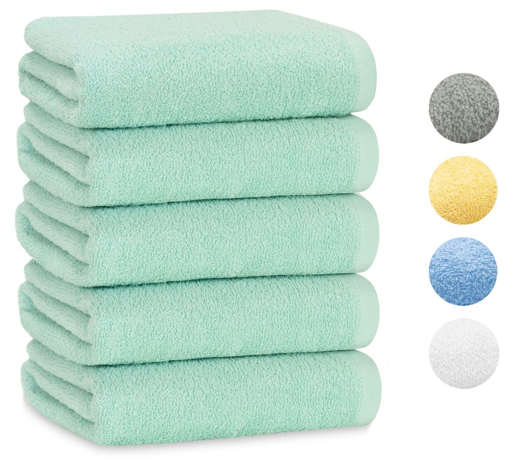 5er Set Duschtuch, 100% Baumwolle, 70x140 cm, mint