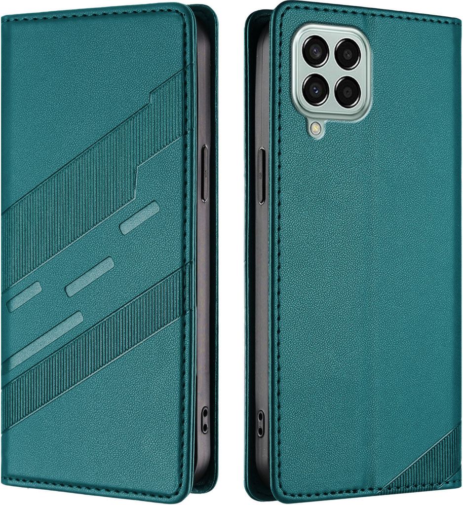 Hülle für Samsung Galaxy M33 5G, Kunstleder Brieftaschen Handyhülle mit Kartenfach und Standfunktion Grün