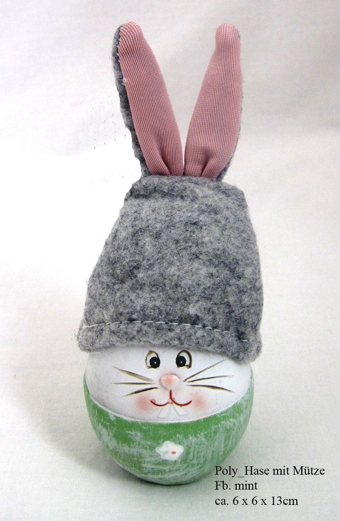 Poly - Hase mit Mütze mint ca. 6 x 6 x 13 cm