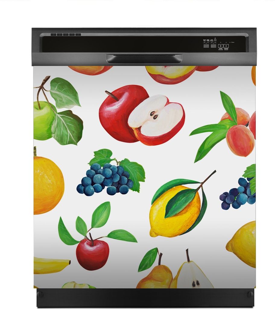 Aufkleber sticker 60x60 cm Dekorative folie Spülmaschine - Weiße Farbige Früchte