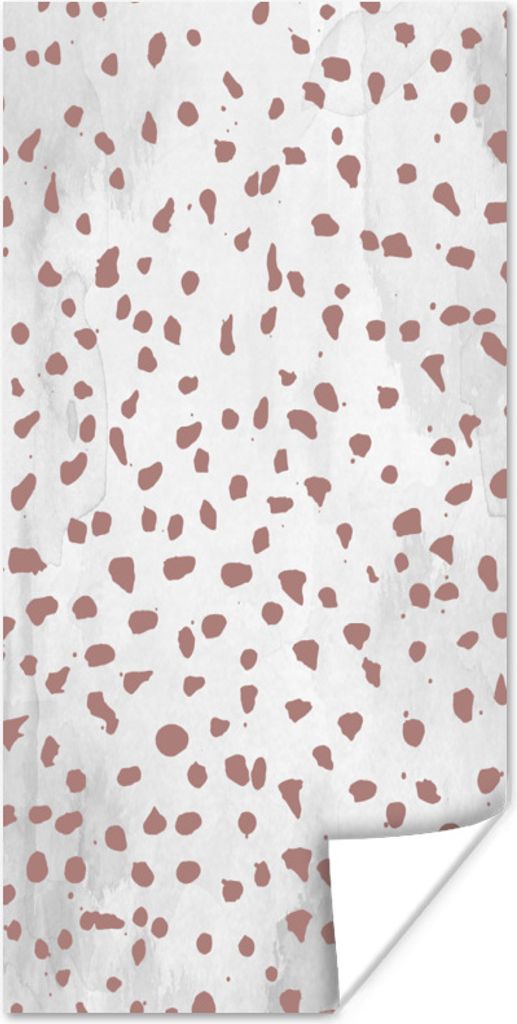 MuchoWow Poster Polka dots - Braun - Weiß 40x80 cm - Dekoration