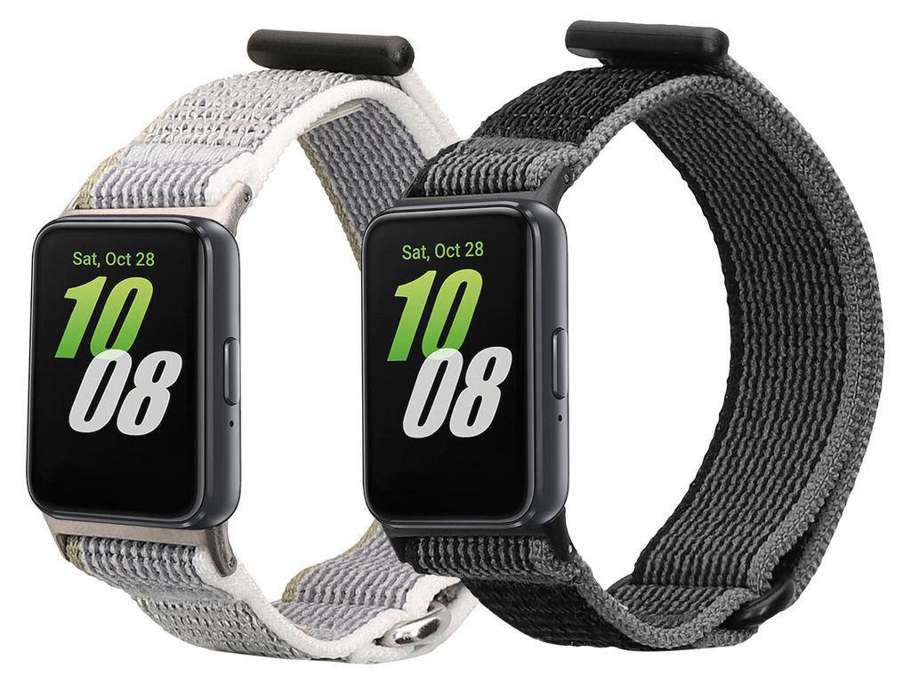 kwmobile 2x Uhrenarmband für Samsung Galaxy Fit 3 Armband - Fitnesstracker Band Set aus Nylon - Ersatzarmband Smartwatch - Schwarz Dunkelgrau Grün