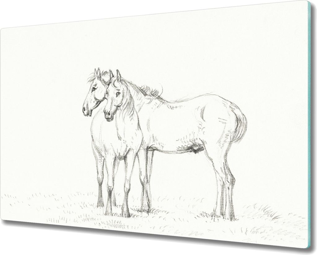 Coloray Küchenbrett Kochplattenabdeckung Hackbrett Schneidebrett Herdabdeckplatte 80x52 cm - Tiere Pferde