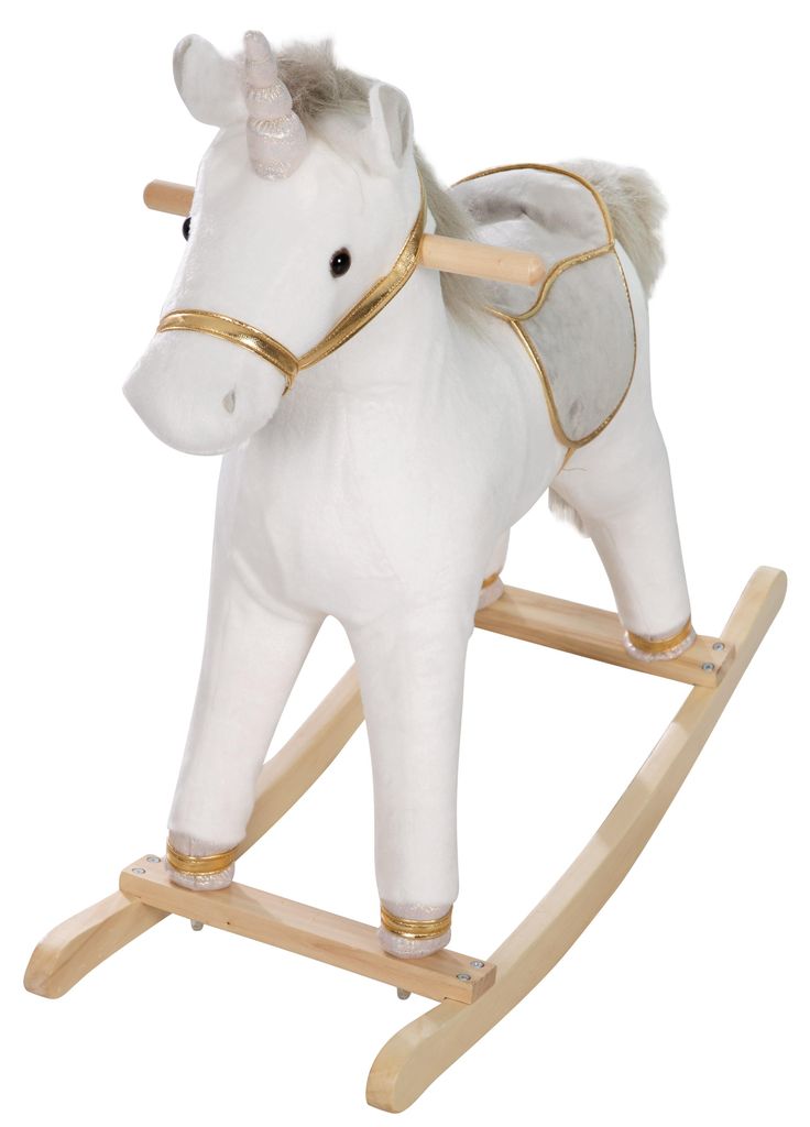 Caballo mecedor con forma de unicornio, con sillín y bridas Imagen del producto 