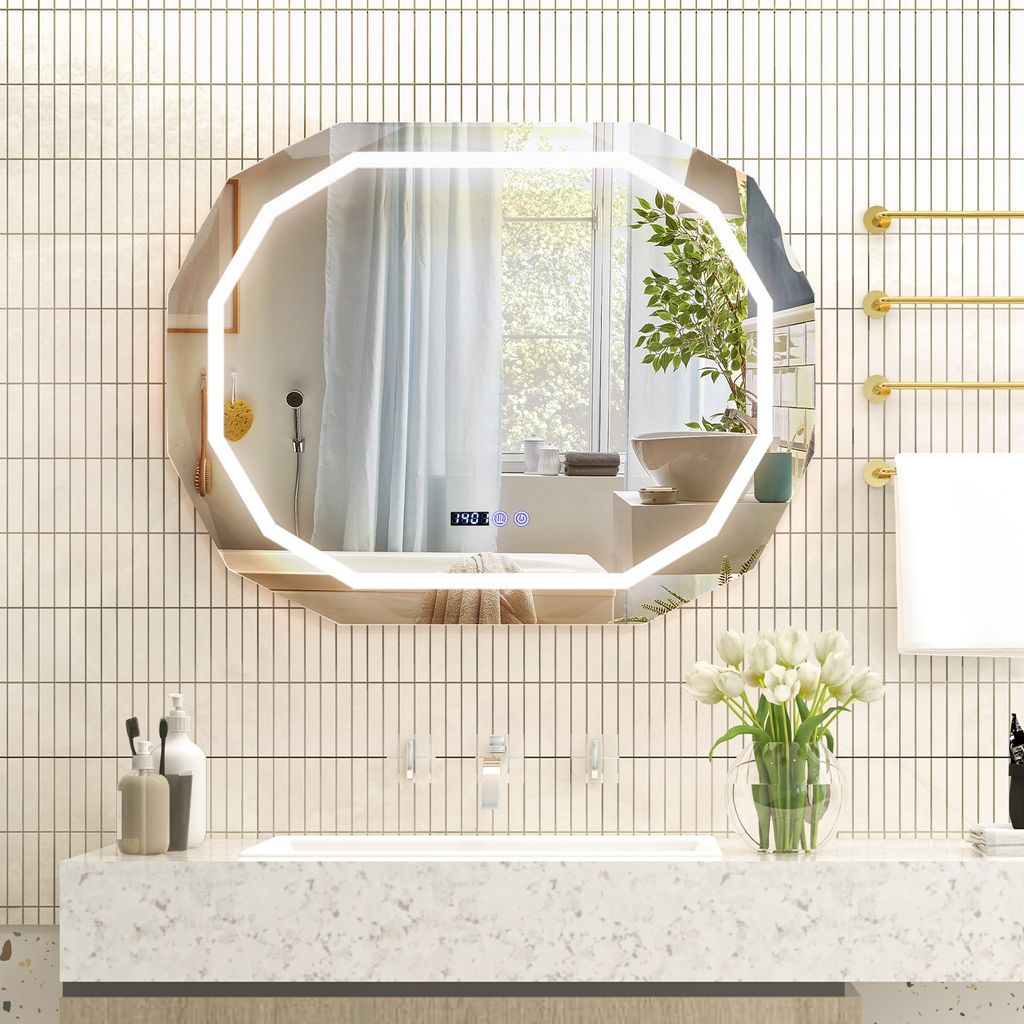 LED Badspiegel mit dimmbare Beleuchtung, Beschlagfrei & Produktbild 