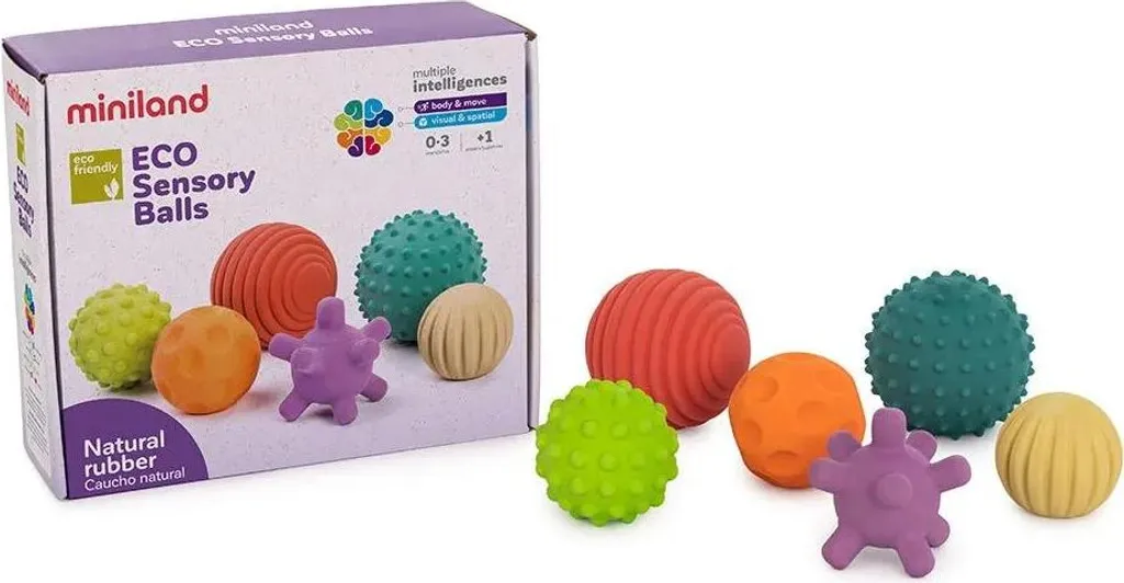 Balles de jeu bébé anti-stress et dentition - Caoutchouc doux 6 unités