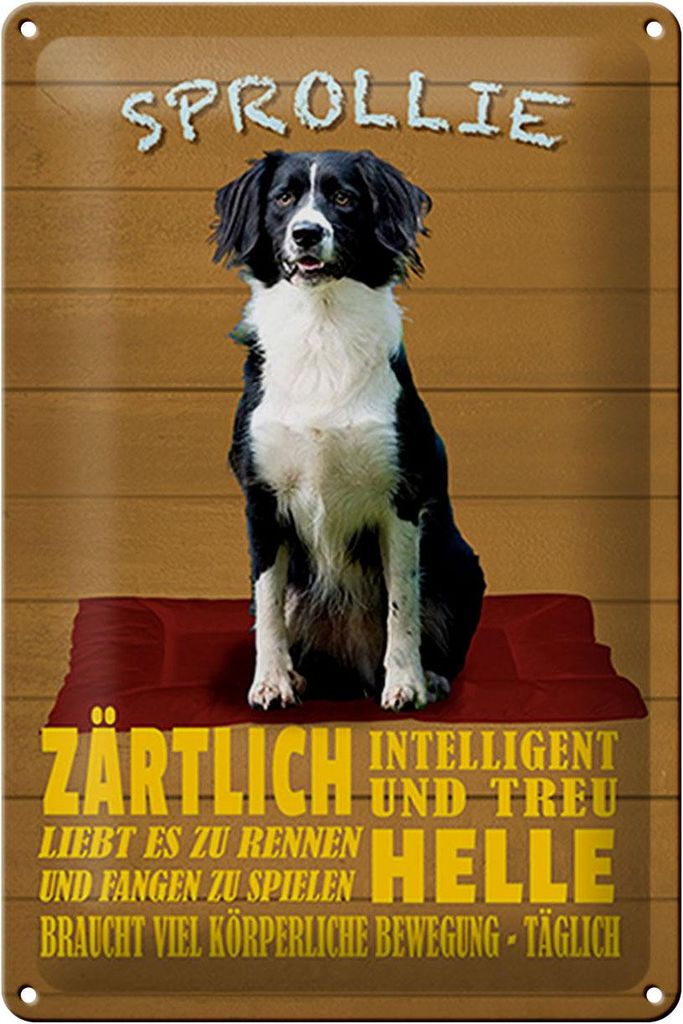 Blechschild Spruch 20x30cm Sprollie Hund zärtlich und treu
