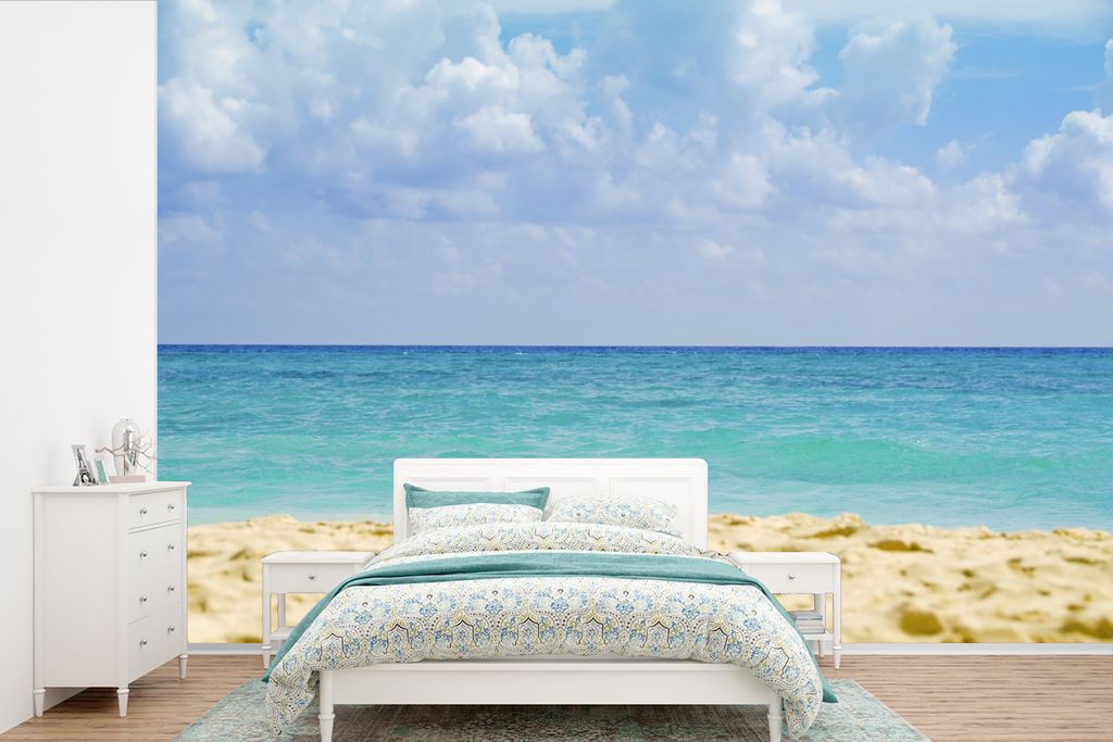 MuchoWow Fototapete für Wohnzimmer oder Schlafzimmer Wandtapete Vinyl Motivtapete Blick auf den Ozean in Playa del Carmen in Mexiko - 525x350 cm...