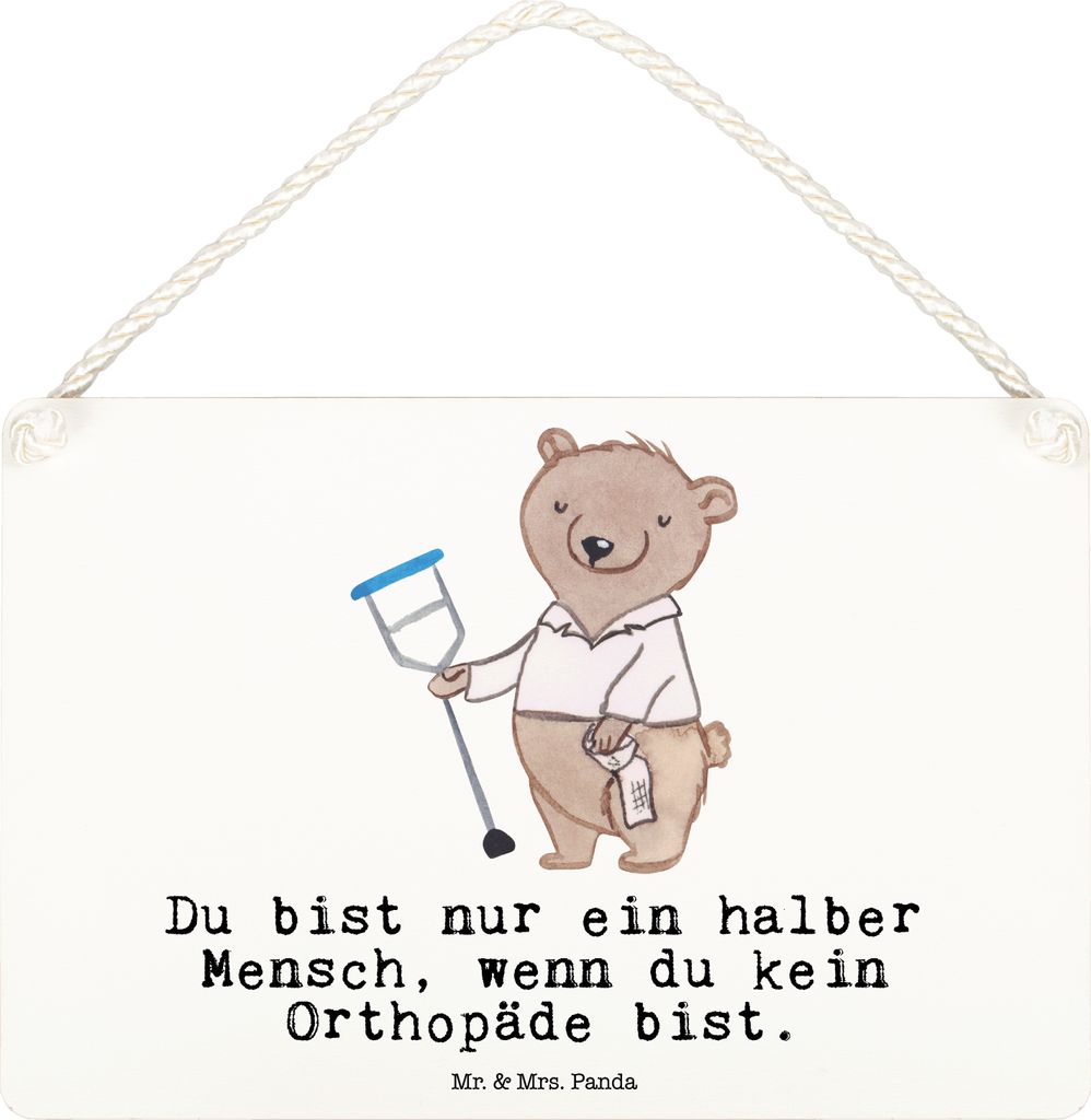 Mr. & Mrs. Panda Schild Orthopäde Herz DIN A6 - Weiß - Produktbild 