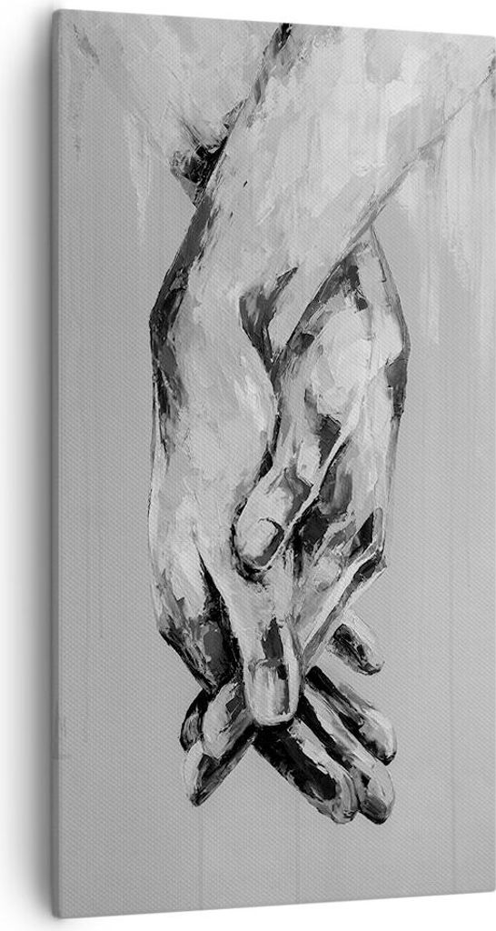 Bild auf Leinwand - Leinwandbild - Einteilig - Handschriftlich Hände Schwarzweiß - 55x100cm Wand Bild Wanddeko Wandbilder Leinwanddruck Bilder Wa...