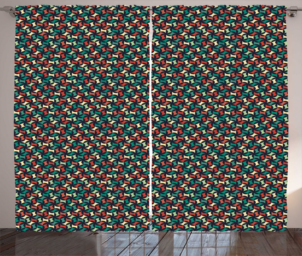 ABAKUHAUS Modern Rustikaler Gardine, Abstrakte Formen Geometrische, Schlafzimmer Kräuselband Vorhang mit Schlaufen und Haken, 280 x 225 cm, Mehrfa...