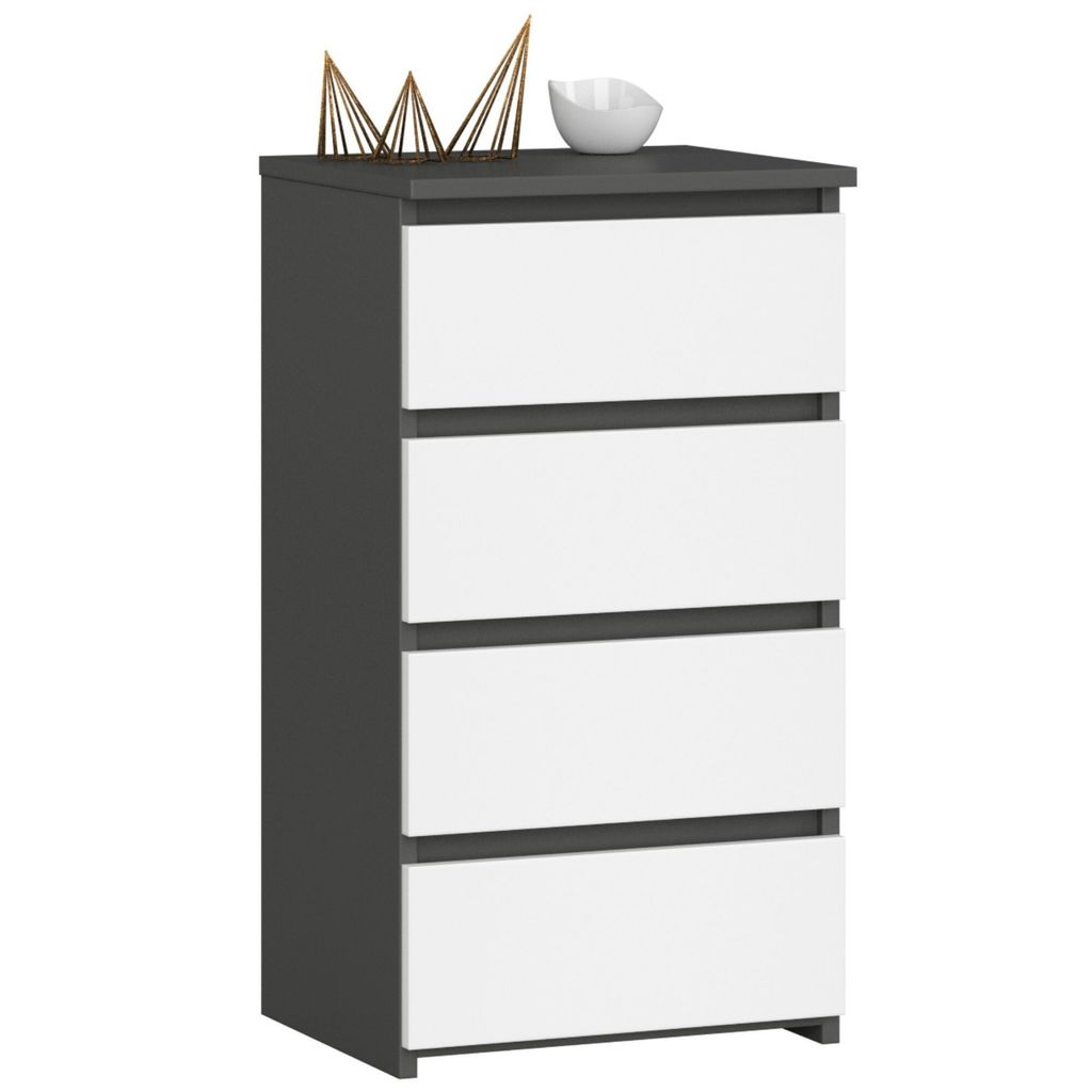 Kommode AKORD CL4 Graphitgrau 40 cm 4 Schubladen Front Weiß Produktbild 1