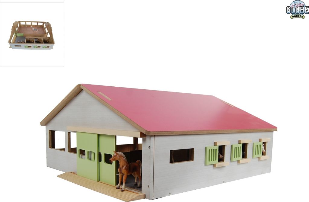 Kids Globe Spielzeug-Pferdestall mit 3 Boxen und Gasse 1:32 Produktbild 8