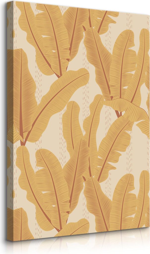 Muralo Leinwandbild Canvas für Esszimmer BANANENBLÄTTER Pflanzen Natur Boho Stil Br. 60cm x Hö. 90cm
