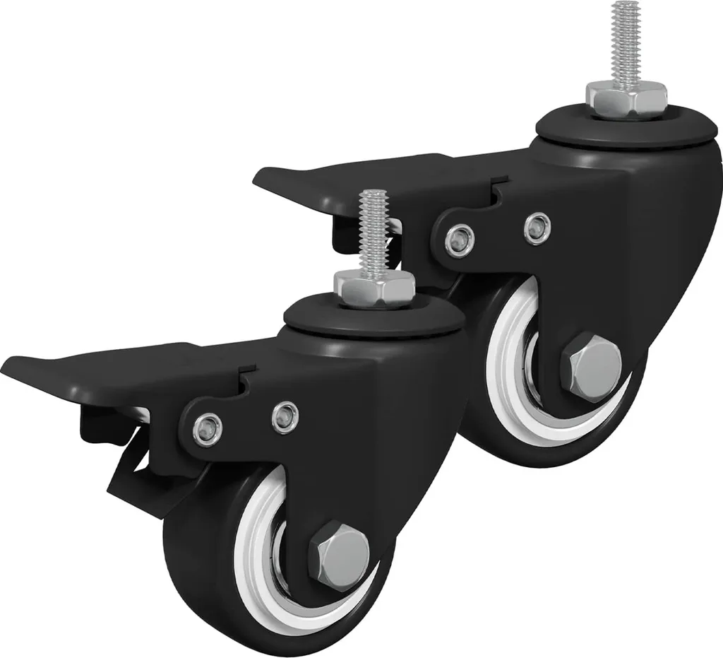 SYFAX™ Set 2 Ruote Nero M6 x 1,5 mm Ferro e Nylon per Mobili e Fai-da-Te