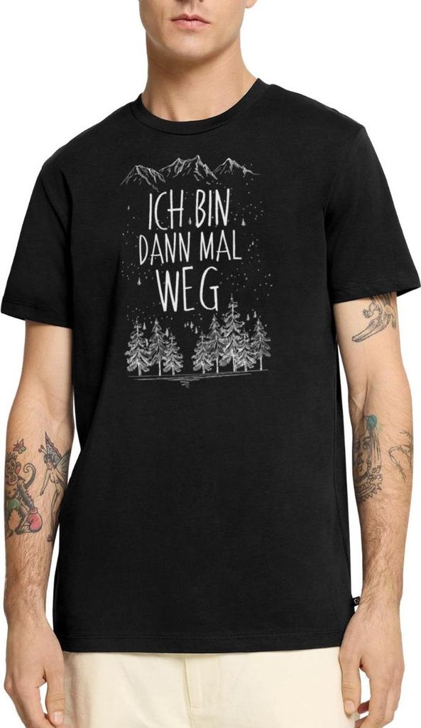 Spreadshirt Ich Bin Dann Mal Weg Berge Männer Premium T-Shirt, L, Schwarz