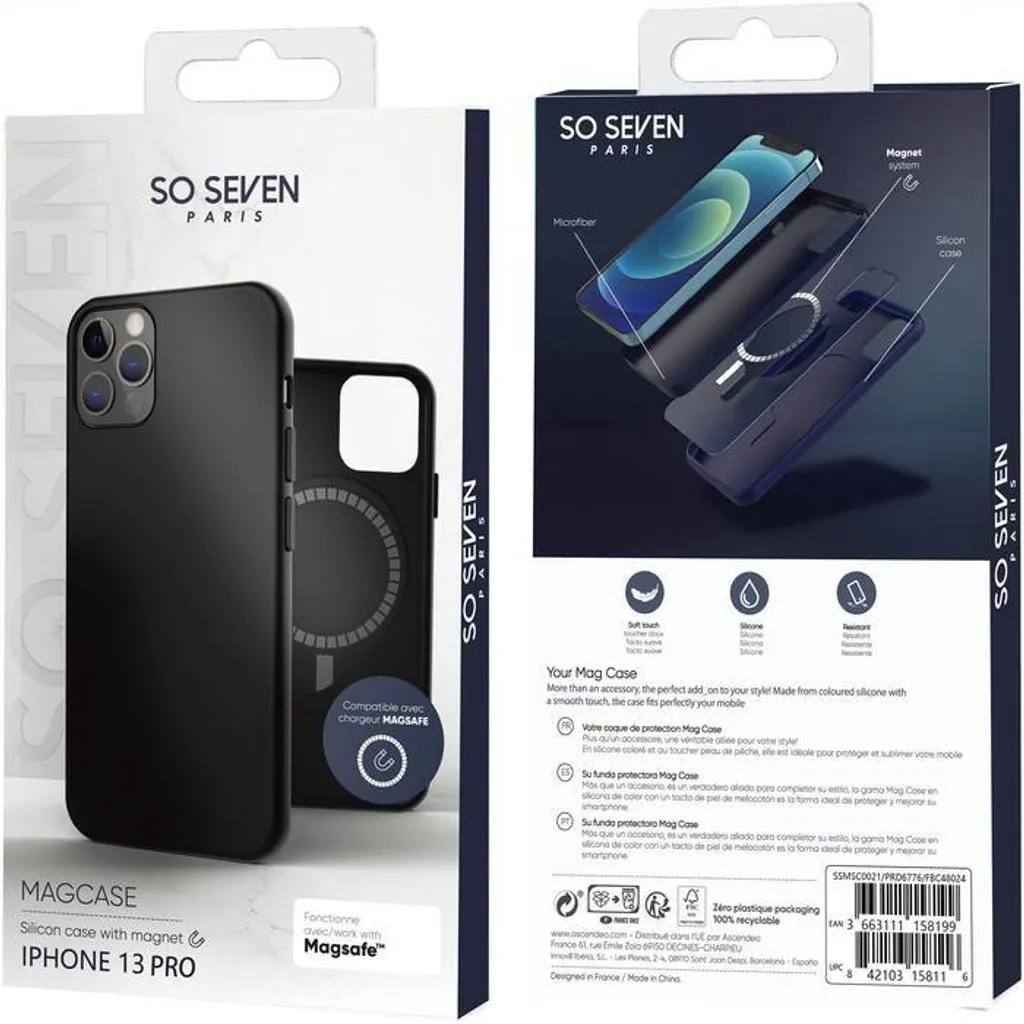 Coque de Protection Silicone iPhone 13 Pro Noire Compatible MagSafe
