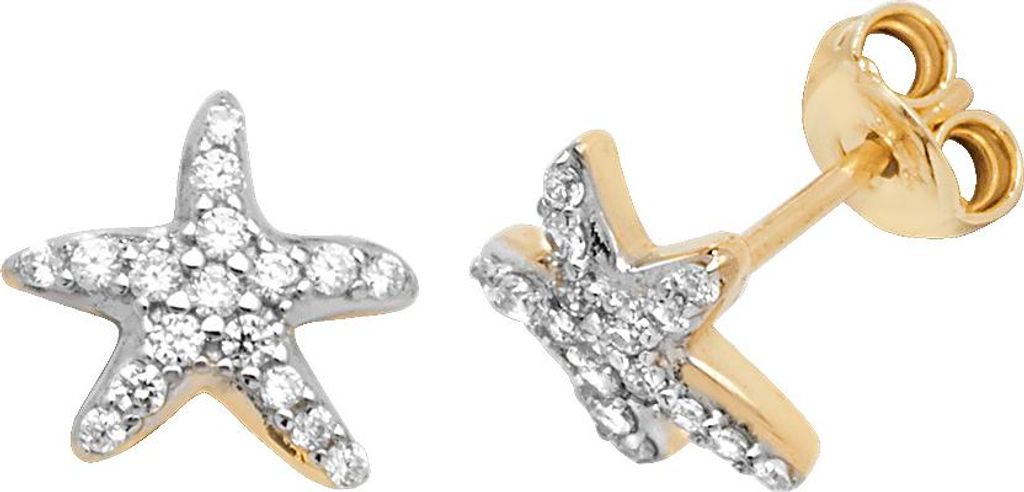 Edle 9 Karat (375) Gold Damen - Paar Ohrstecker mit Zirkonia - 10mm*10mm; TRS27253