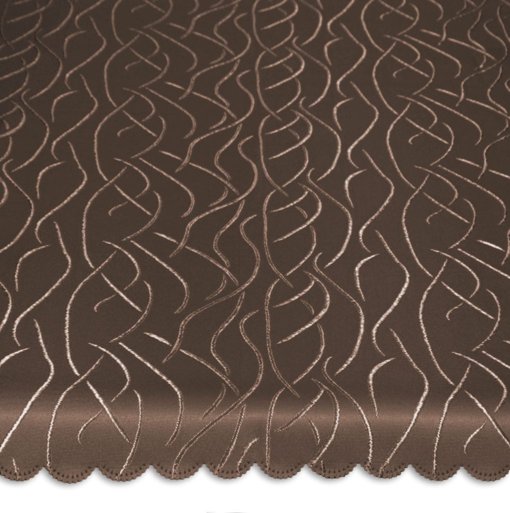 Tischdecke rund braun dunkel 180 cm Ø Struktur damast Streifen bügelfrei fleckenabweisend