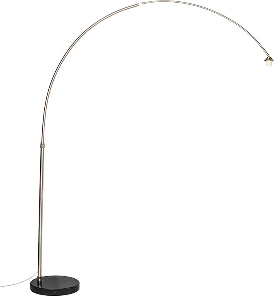 QAZQA - Moderne Bogenleuchte I Bogenlampe I Lampe I Leuchte Stahl I Silber I nickel matt mit Marmorfuß - XXL I Wohnzimmer - Stahl Länglich - LED ...